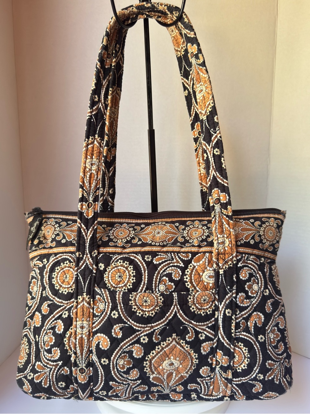 Vera Bradley Black and Tan Quilted Floral Paisley Tote